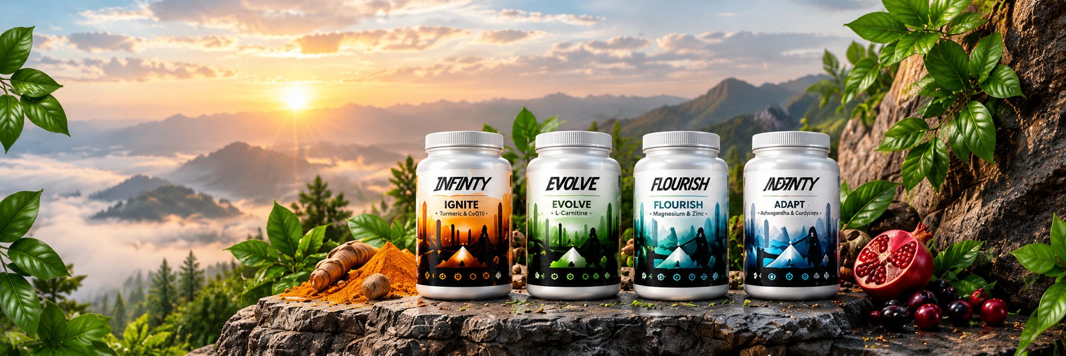 Infinity stack bundle jars on a mountain rock